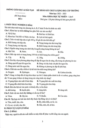 bộ 30 đề thi thử học sinh giỏi khoa học tự nhiên 6 (theo chương trình giáo dục phổ thông mới) - Ảnh 5