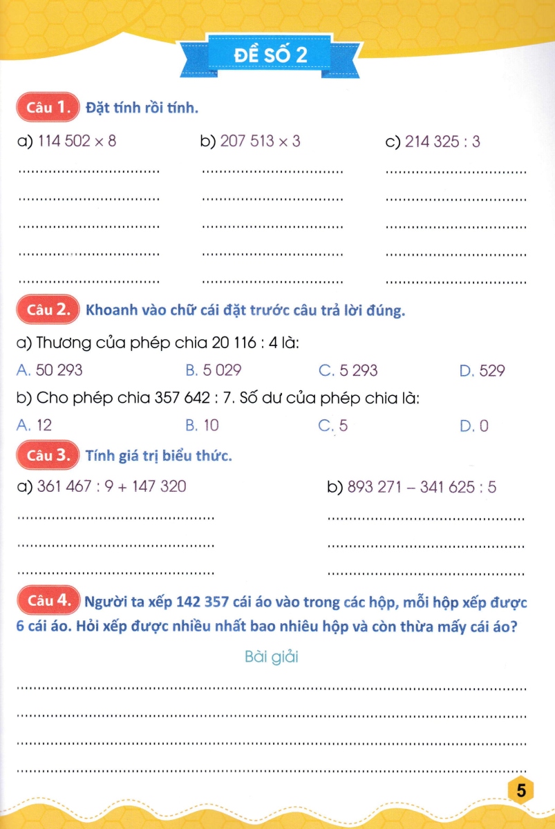 Bộ 45 Đề Ôn Luyện Và Kiểm Tra Toán 4 - Tập 2 (Biên Soạn Theo Chương Trình Giao Dục Phổ Thông Mới) - Ảnh 7