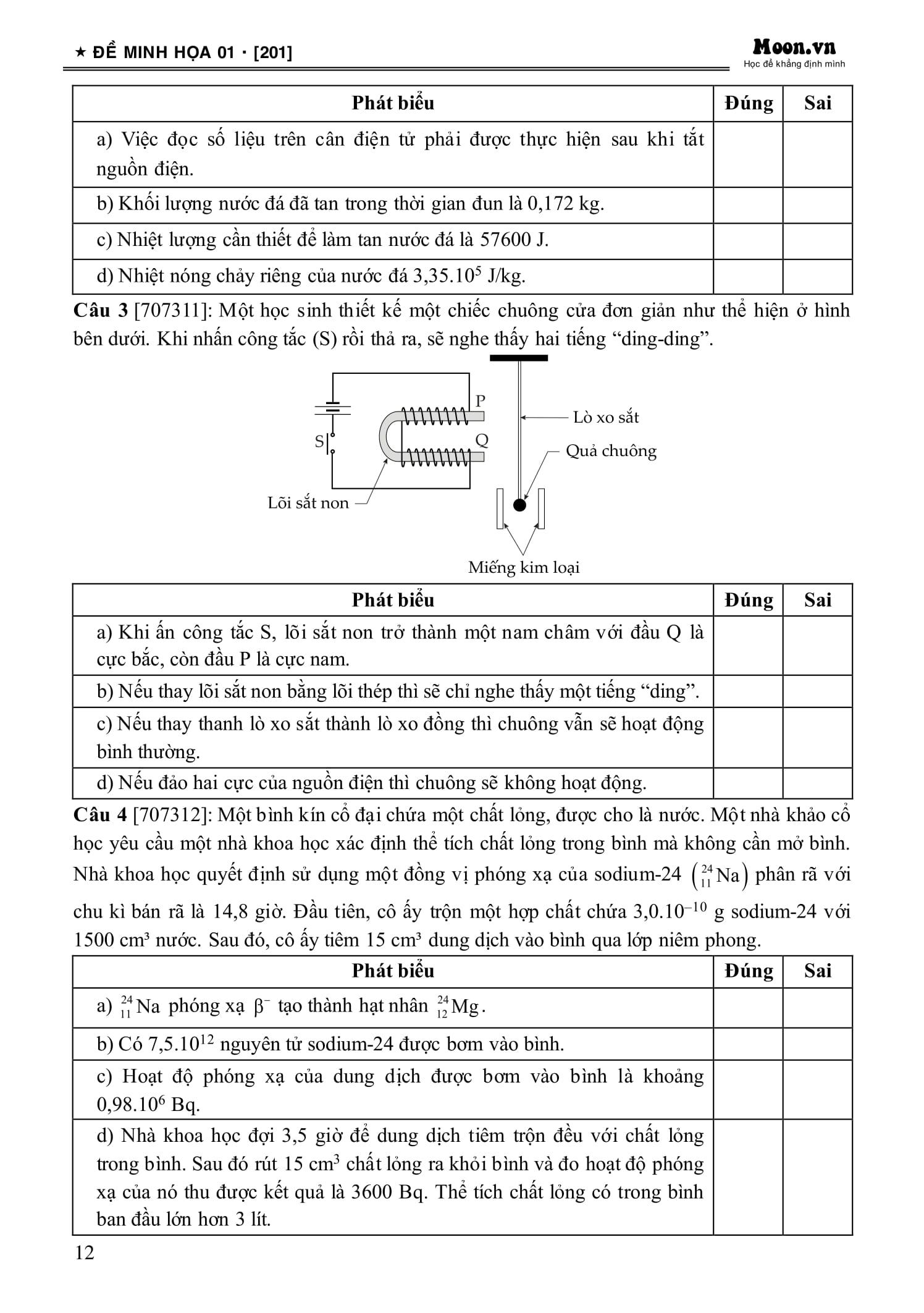 Bộ 50 Đề Minh Họa Tốt Nghiệp THPT 2025 - Môn Vật Lí - Ảnh 13
