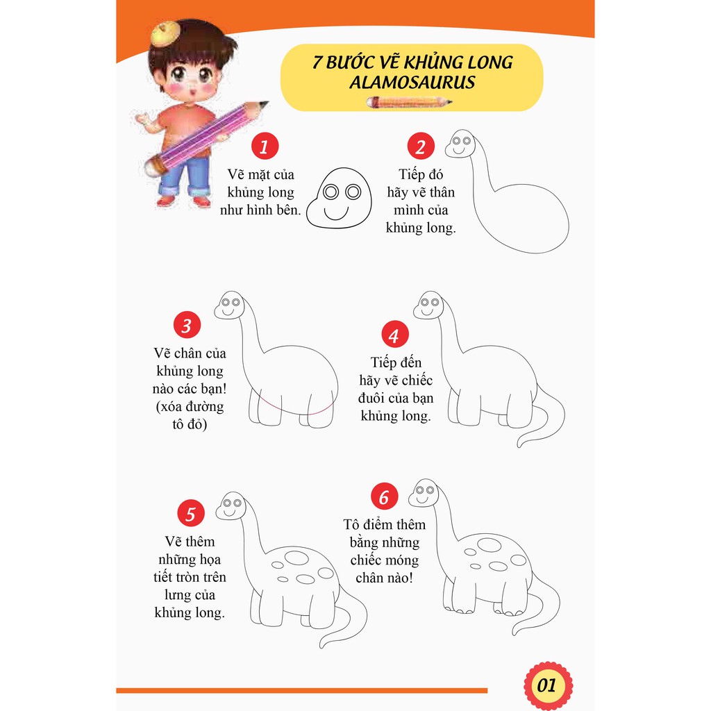 bộ 7 bước vẽ khủng long - tập 1 - Ảnh 5
