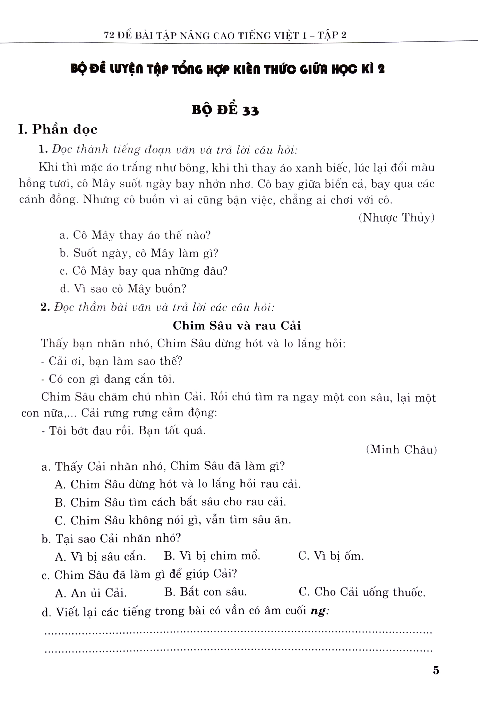 bộ 72 đề bài tập nâng cao tiếng việt lớp 1 - tập 2 - Ảnh 6