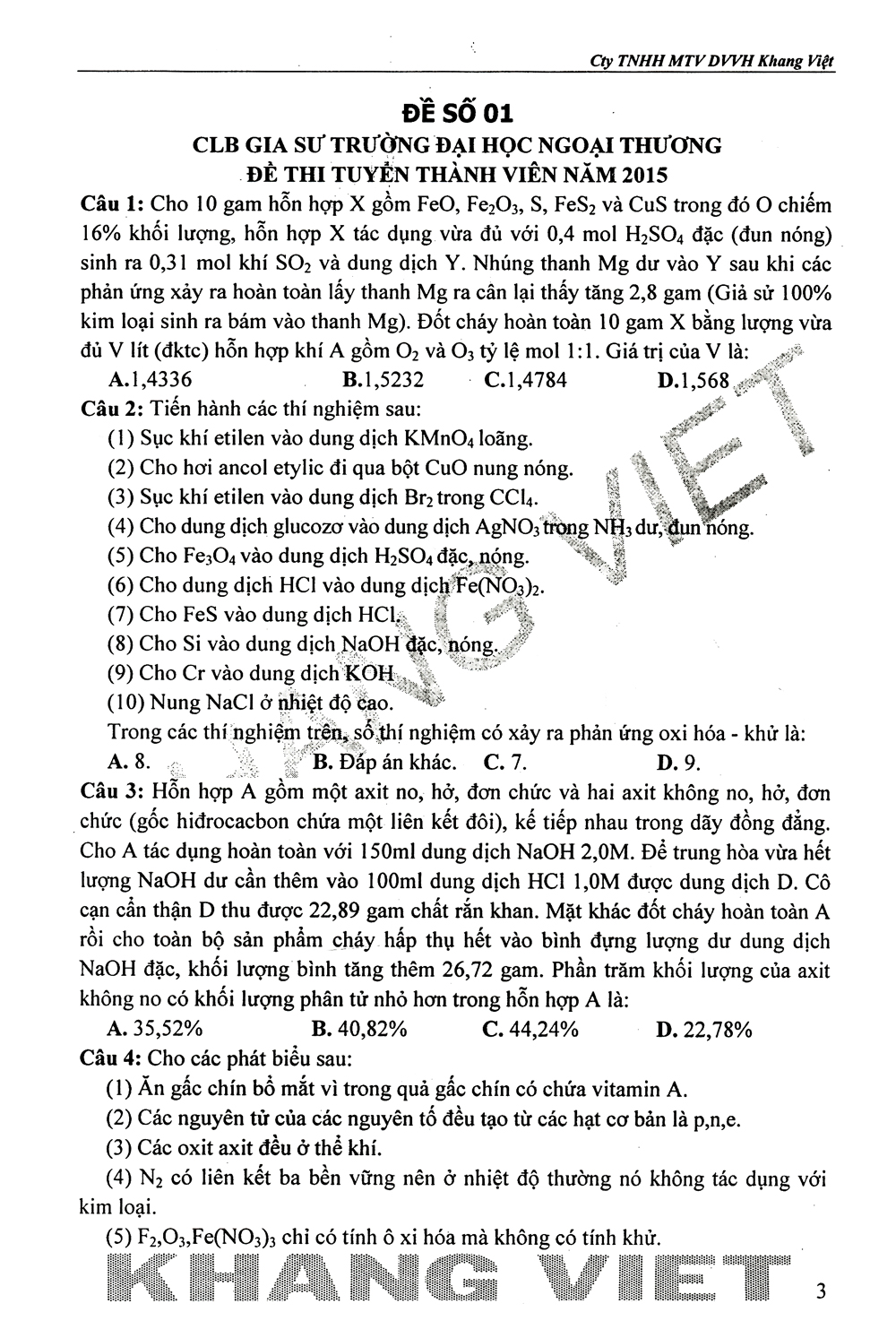 bộ 99 giải chi tiết đề thi thử thpt quốc gia hóa học - quyển 2 - Ảnh 4