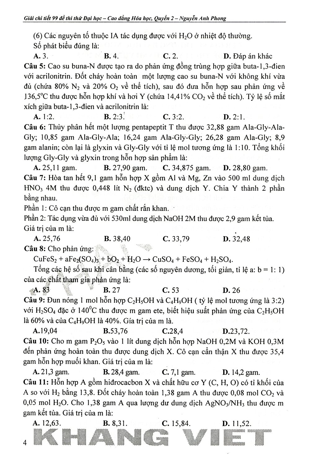 bộ 99 giải chi tiết đề thi thử thpt quốc gia hóa học - quyển 2 - Ảnh 5