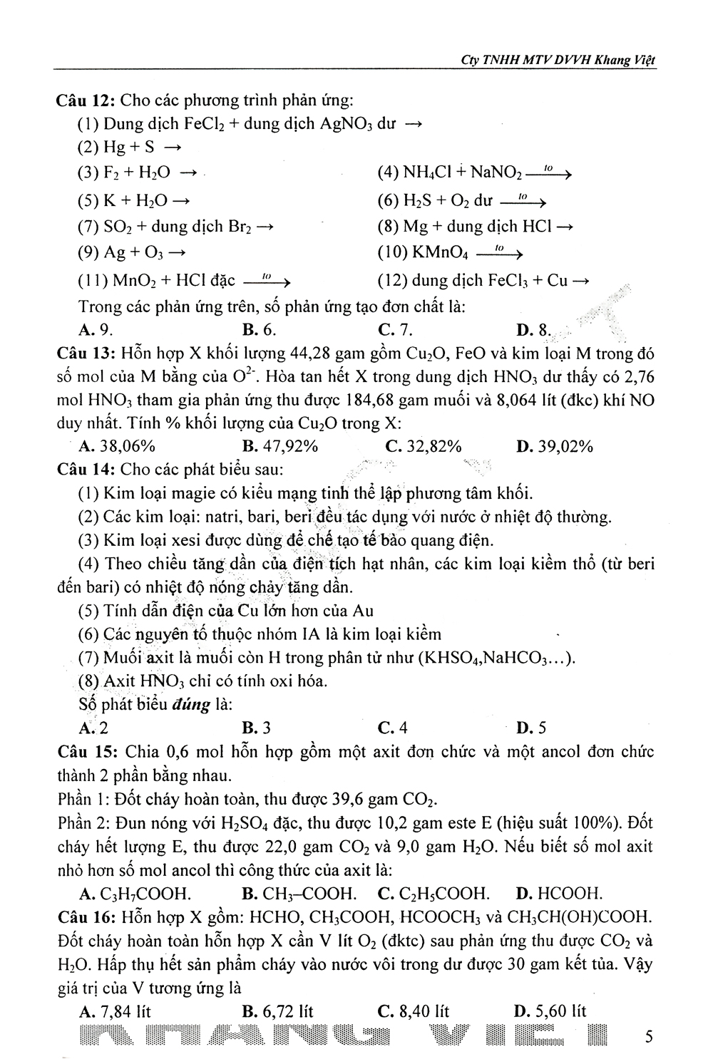bộ 99 giải chi tiết đề thi thử thpt quốc gia hóa học - quyển 2 - Ảnh 6