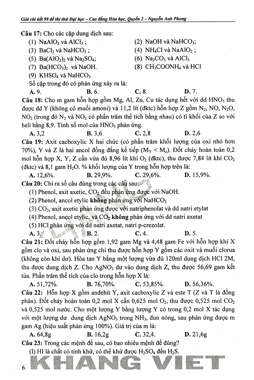 bộ 99 giải chi tiết đề thi thử thpt quốc gia hóa học - quyển 2 - Ảnh 7