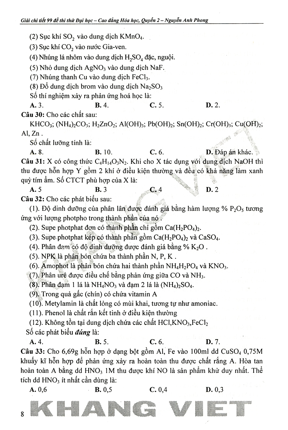 bộ 99 giải chi tiết đề thi thử thpt quốc gia hóa học - quyển 2 - Ảnh 9