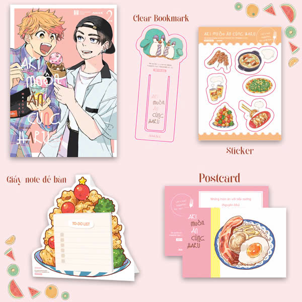Bộ Aki Muốn Ăn Cùng Haru - Let's Eat Together, Aki And Haru - Tập 2 - Tặng Kèm Tấm Sticker + Clear Bookmark + Postcard Hai Mặt + Giấy Note Để Bàn Bữa Ăn Giáng Sinh