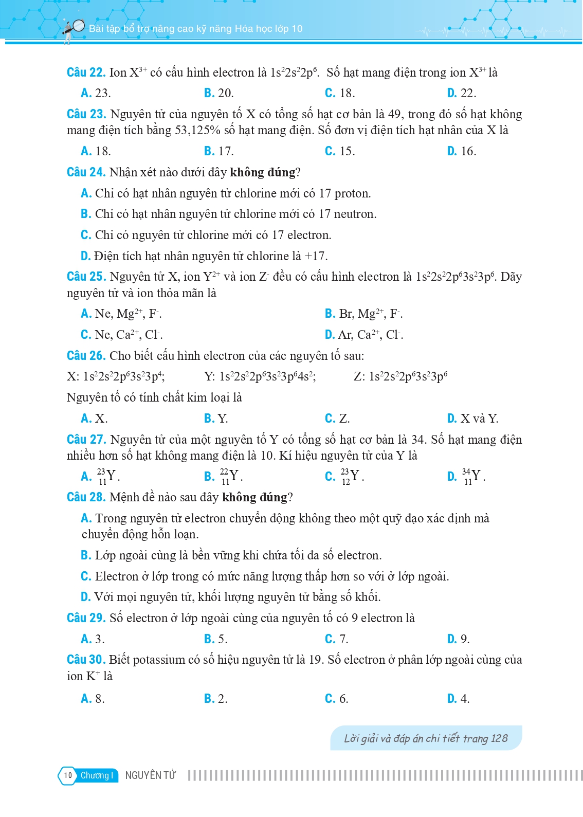 bộ bài tập bổ trợ nâng cao kỹ năng hóa học lớp 10 - tập 1 - Ảnh 12