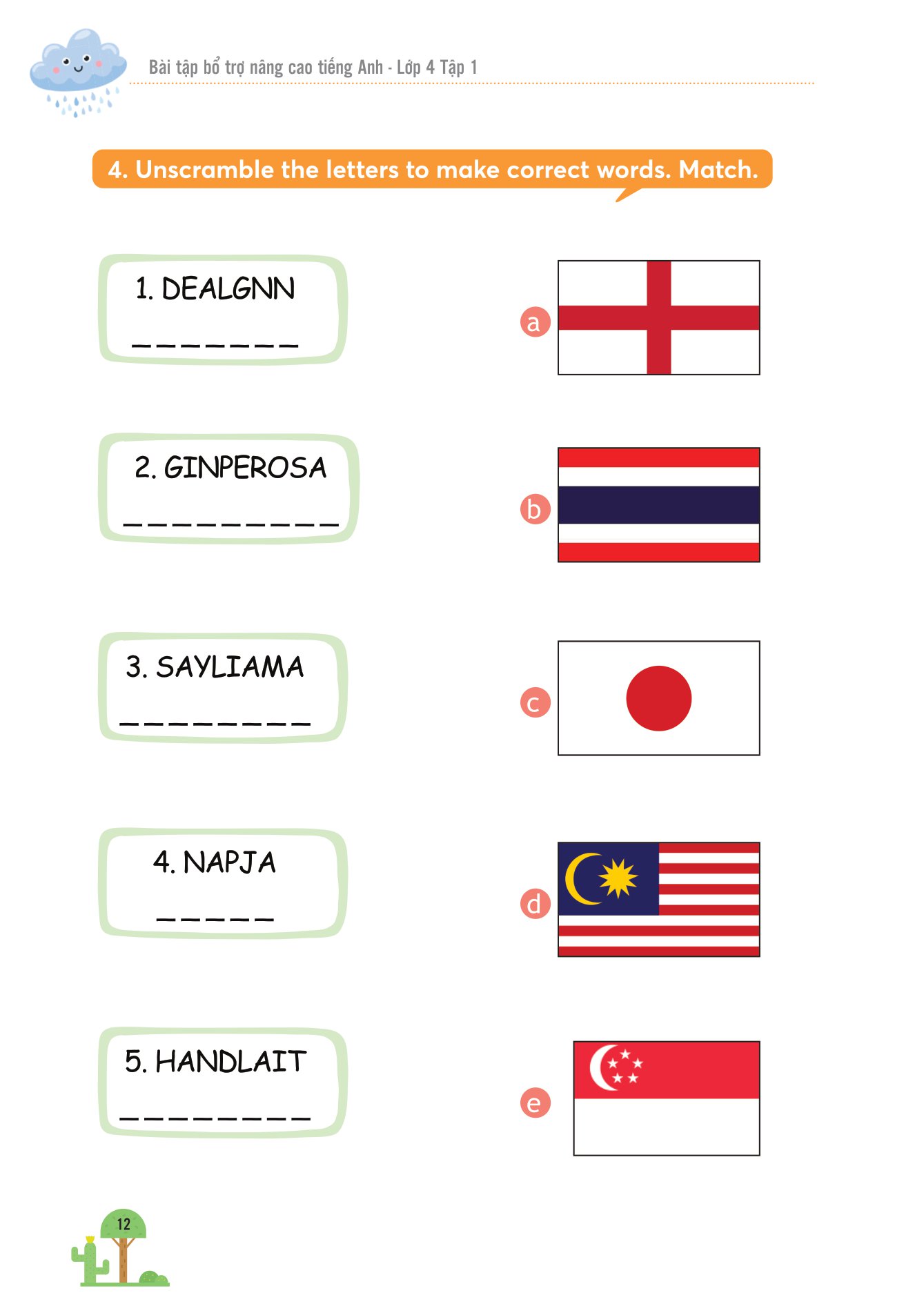 bộ bài tập bổ trợ nâng cao tiếng anh lớp 4 - tập 1 (theo giáo khoa tiếng anh global sucsess) - Ảnh 9