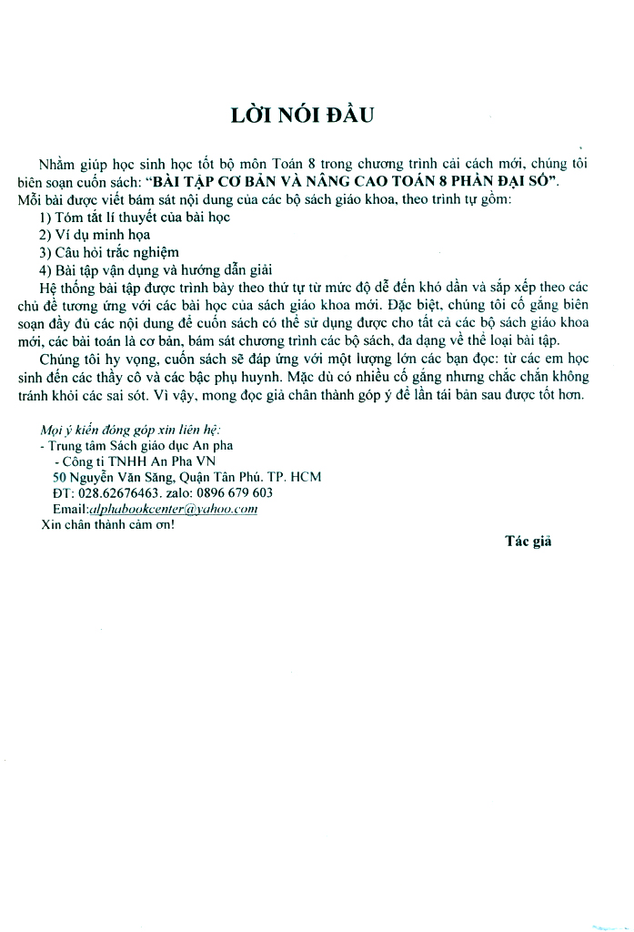 bộ bài tập cơ bản và nâng cao toán 8 - tập 1 - phần đại số - Ảnh 3