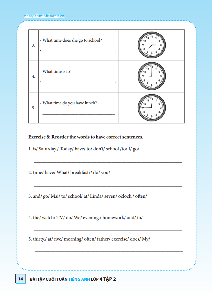 bộ bài tập cuối tuần tiếng anh lớp 4 tập 1 - có đáp án (tái bản 2020) - Ảnh 10
