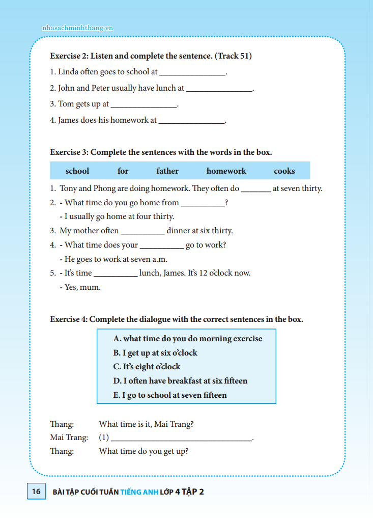 bộ bài tập cuối tuần tiếng anh lớp 4 tập 1 - có đáp án (tái bản 2020) - Ảnh 12