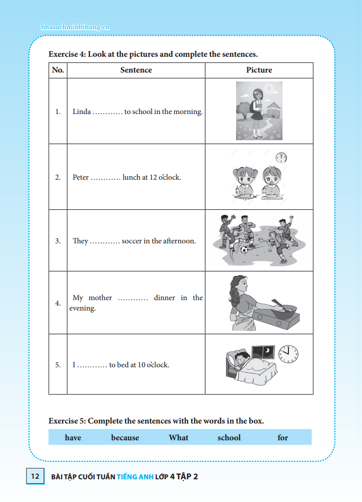 bộ bài tập cuối tuần tiếng anh lớp 4 tập 1 - có đáp án (tái bản 2020) - Ảnh 8
