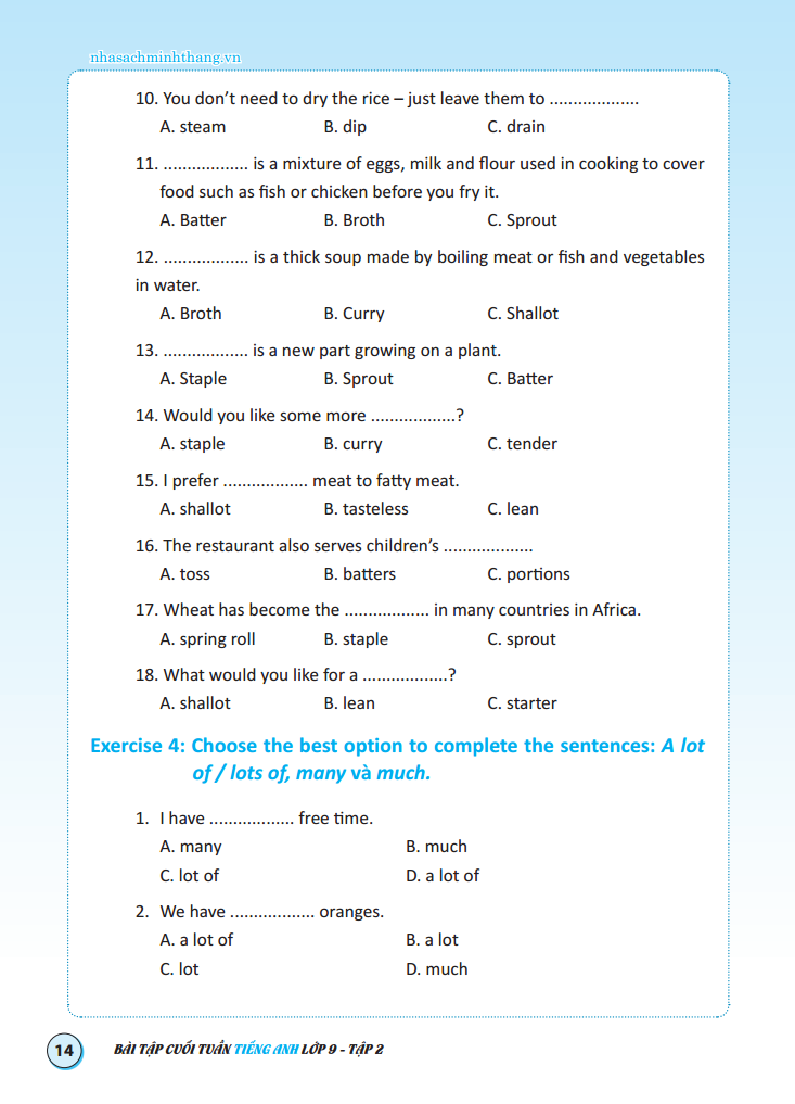 bộ bài tập cuối tuần tiếng anh lớp 9 - tập 2 - có đáp án (tái bản 2020) - Ảnh 10