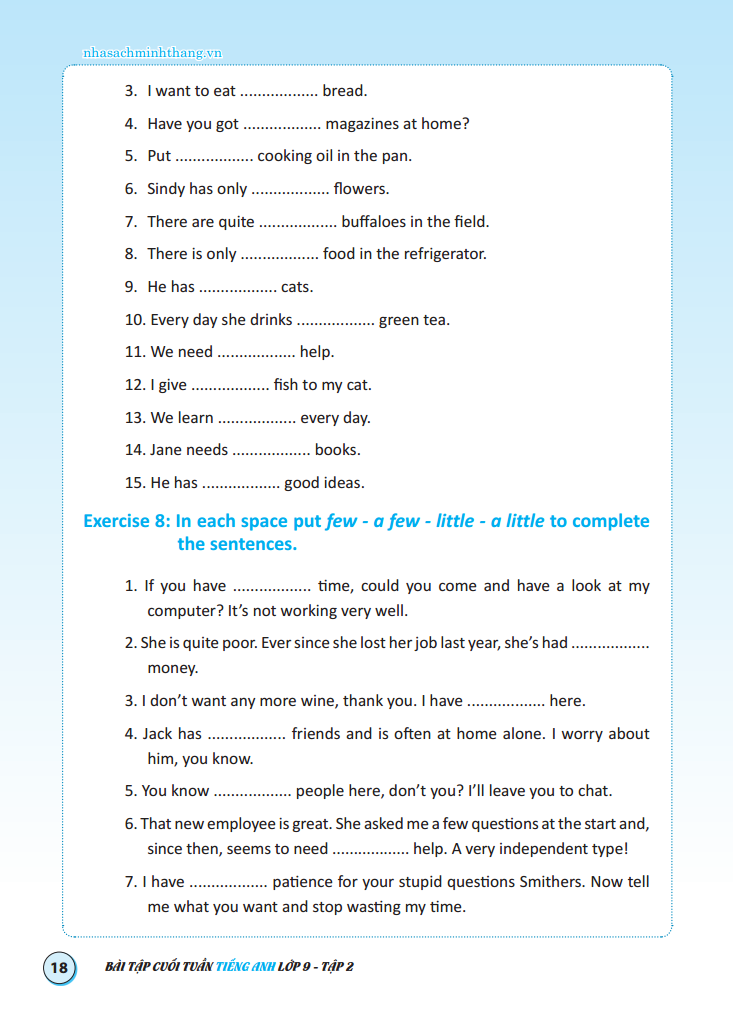 bộ bài tập cuối tuần tiếng anh lớp 9 - tập 2 - có đáp án (tái bản 2020) - Ảnh 14