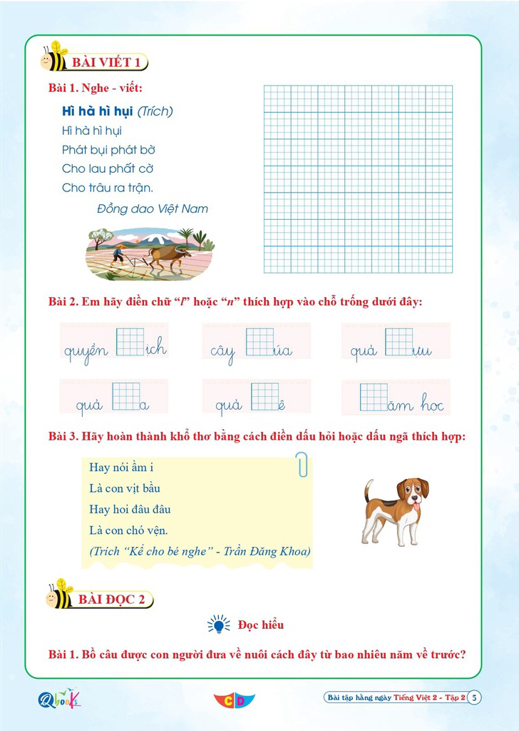 Bo
						
										
										Bai Tap Hang Ngay Tieng Viet 2 - Tap 2 (Bien Soan Theo Chuong Trinh SGK Canh Dieu) - Ảnh 7