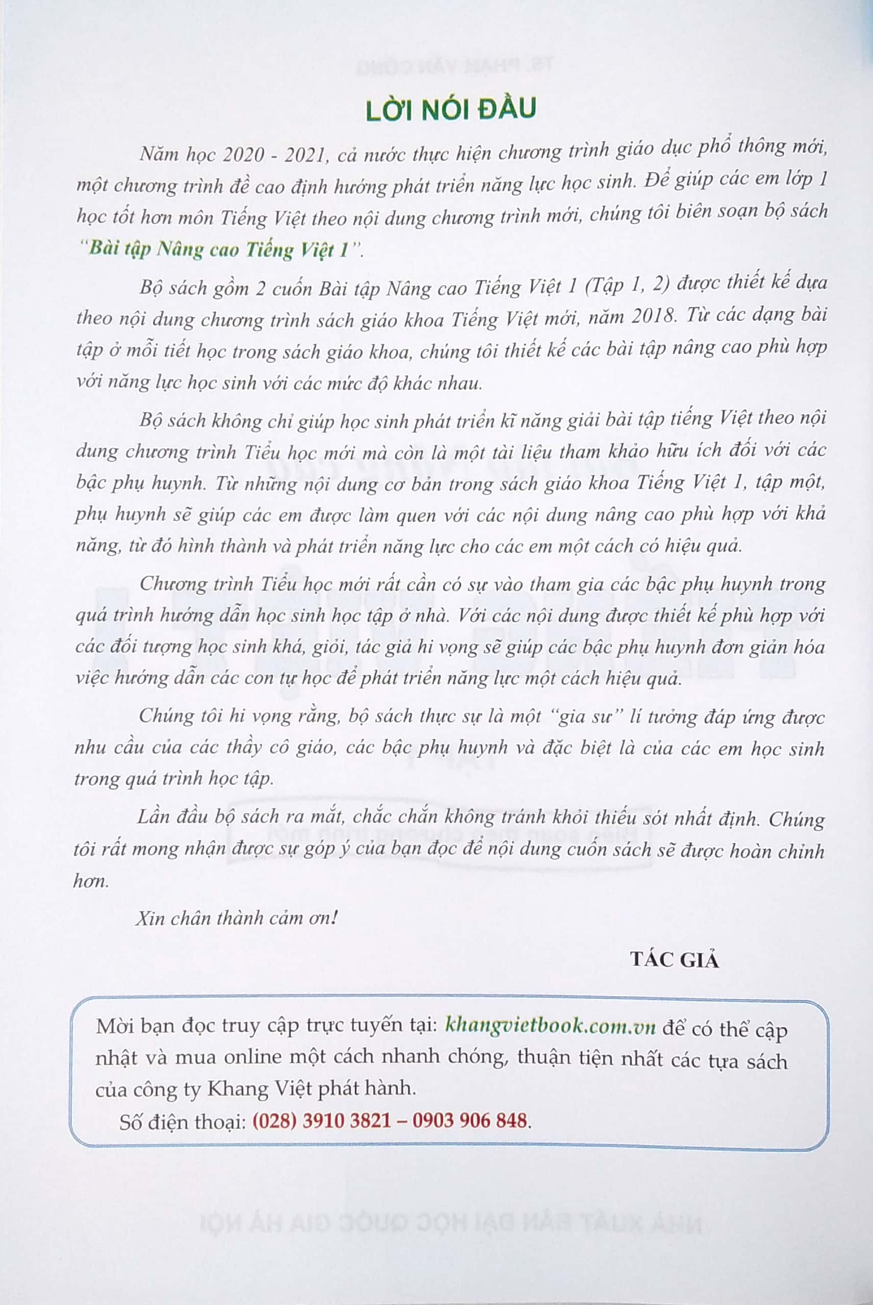 bộ bài tập nâng cao tiếng việt 1 - tập 1 (biên soạn theo chương trình mới) - Ảnh 3