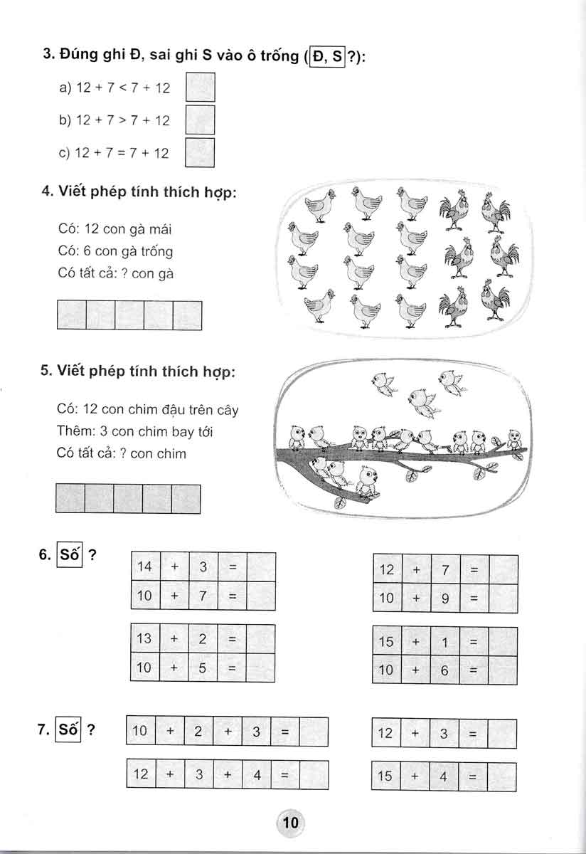 bộ bài tập toán 1 - tập 2 (hai buổi trong ngày) - theo chương trình tiểu học mới - Ảnh 12
