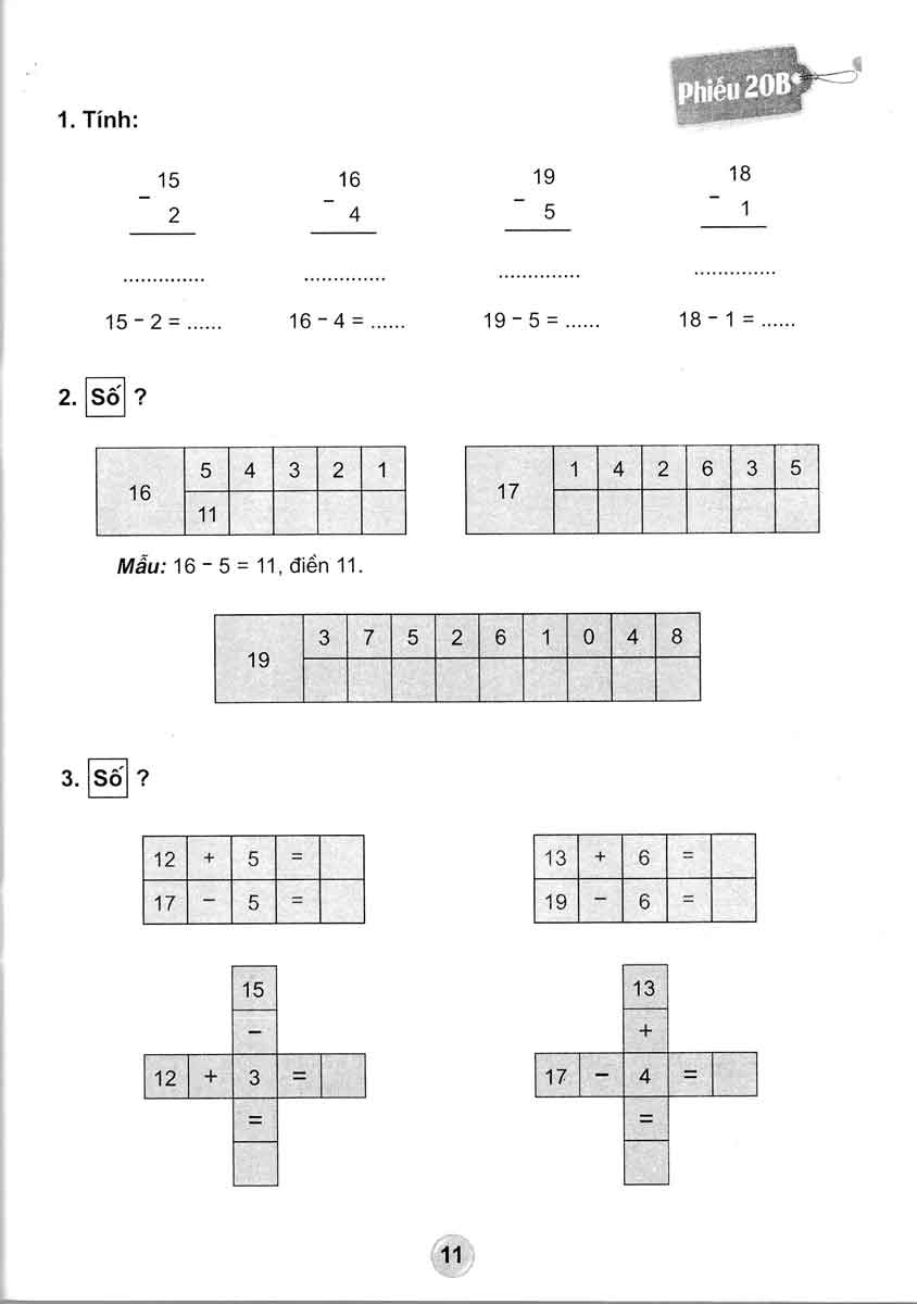 bộ bài tập toán 1 - tập 2 (hai buổi trong ngày) - theo chương trình tiểu học mới - Ảnh 13