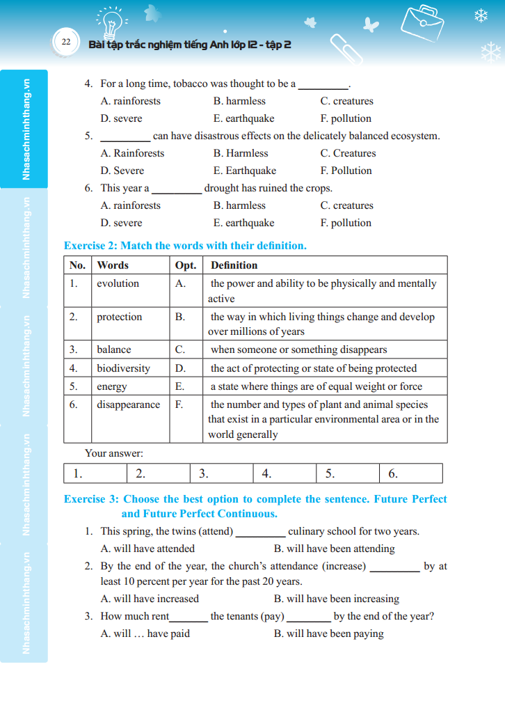 bộ bài tập trắc nghiệm tiếng anh lớp 12 tập 2- có đáp án - Ảnh 10