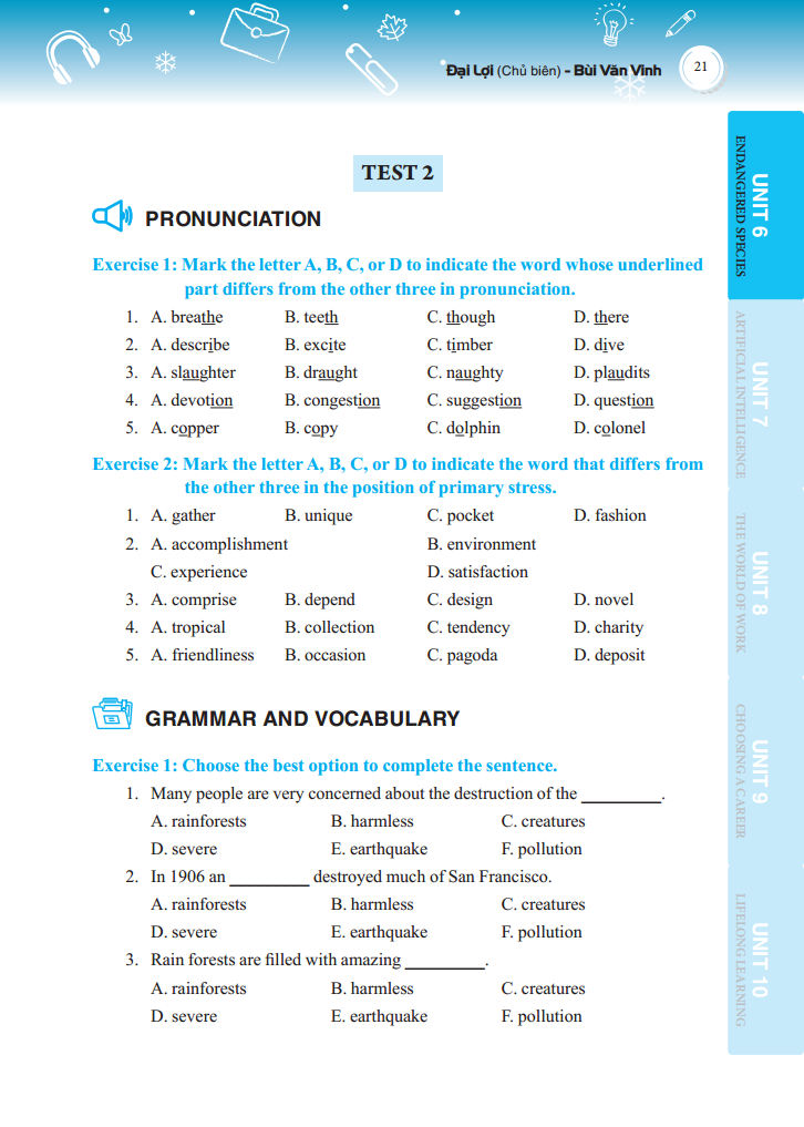 bộ bài tập trắc nghiệm tiếng anh lớp 12 tập 2- có đáp án - Ảnh 9