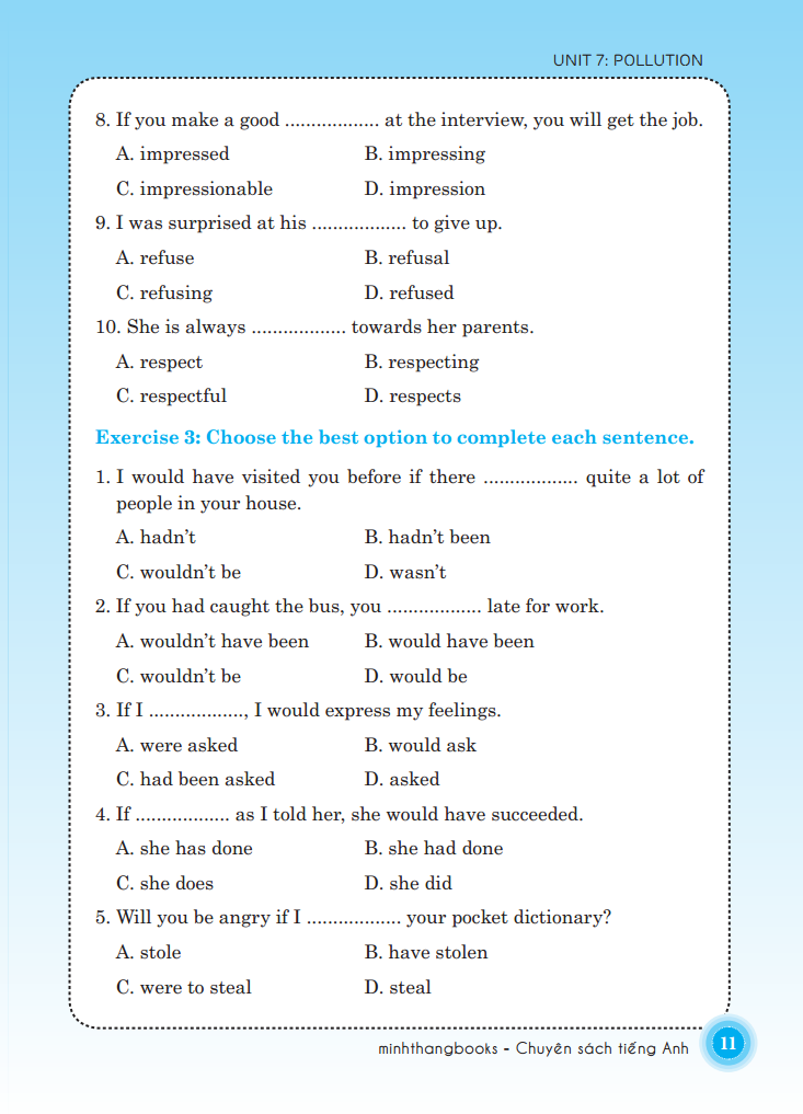 bộ bài tập trắc nghiệm tiếng anh lớp 8 - tập 2 (có đáp án) - Ảnh 8
