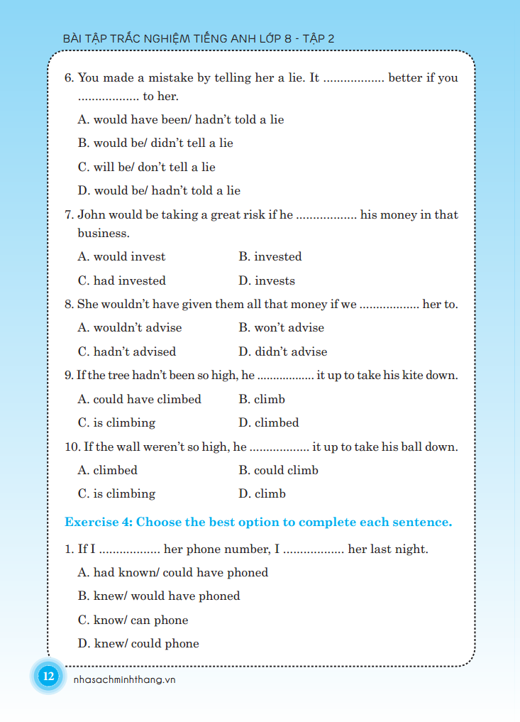 bộ bài tập trắc nghiệm tiếng anh lớp 8 - tập 2 (có đáp án) - Ảnh 9