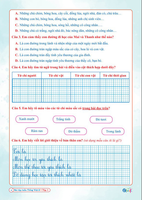 Bộ Bài Tập Tuần Tiếng Việt 2 - Tập 1 (Biên Soạn Theo Chương Trình SGK Cánh Diều) - Ảnh 5