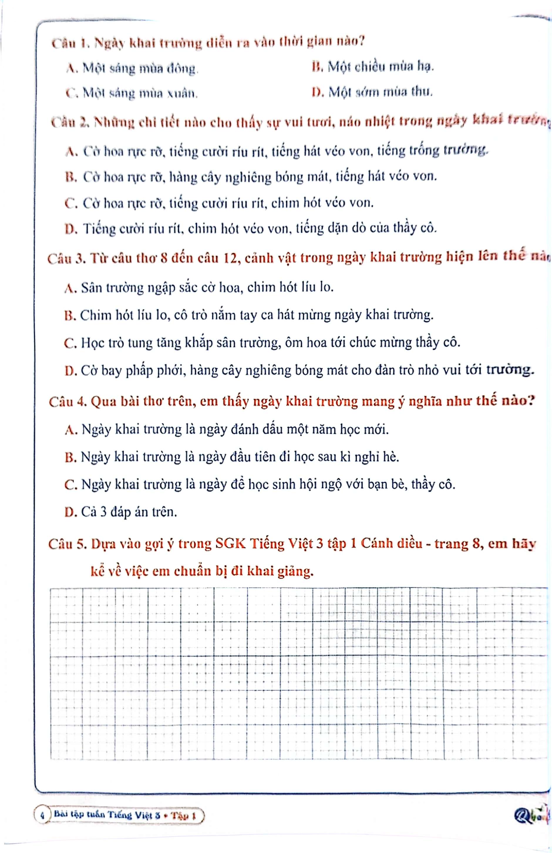 bộ bài tập tuần tiếng việt 3 - tập 1 (cánh diều) (2022) - Ảnh 5