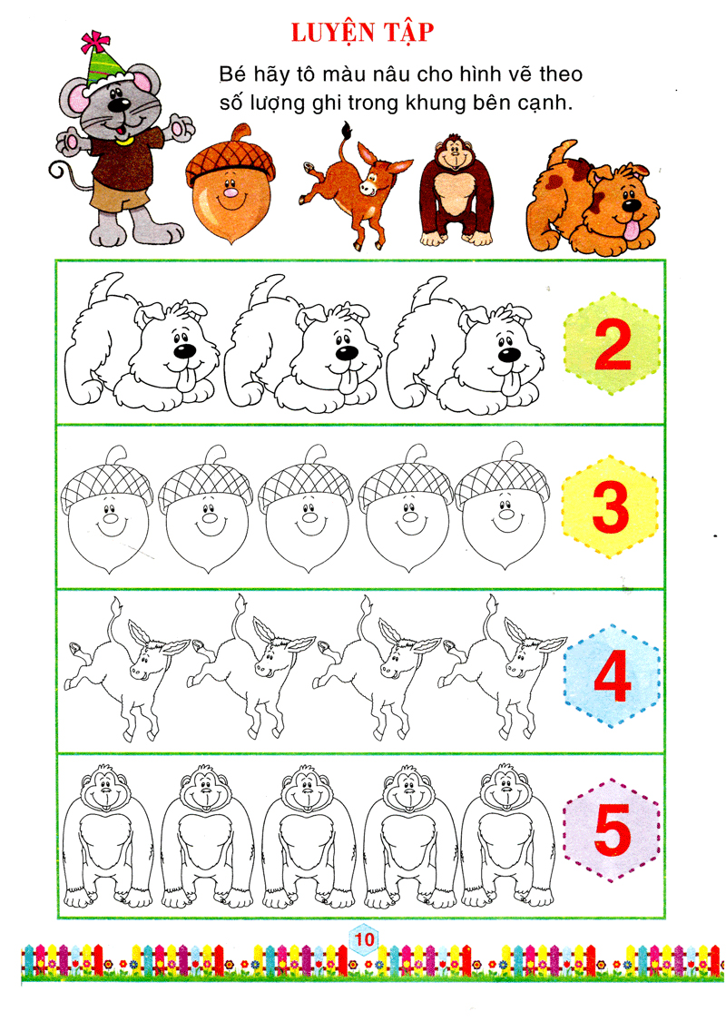 bộ bé làm quen với môn toán - bé tô số và nhận biết màu sắc: quyển 1 - Ảnh 11