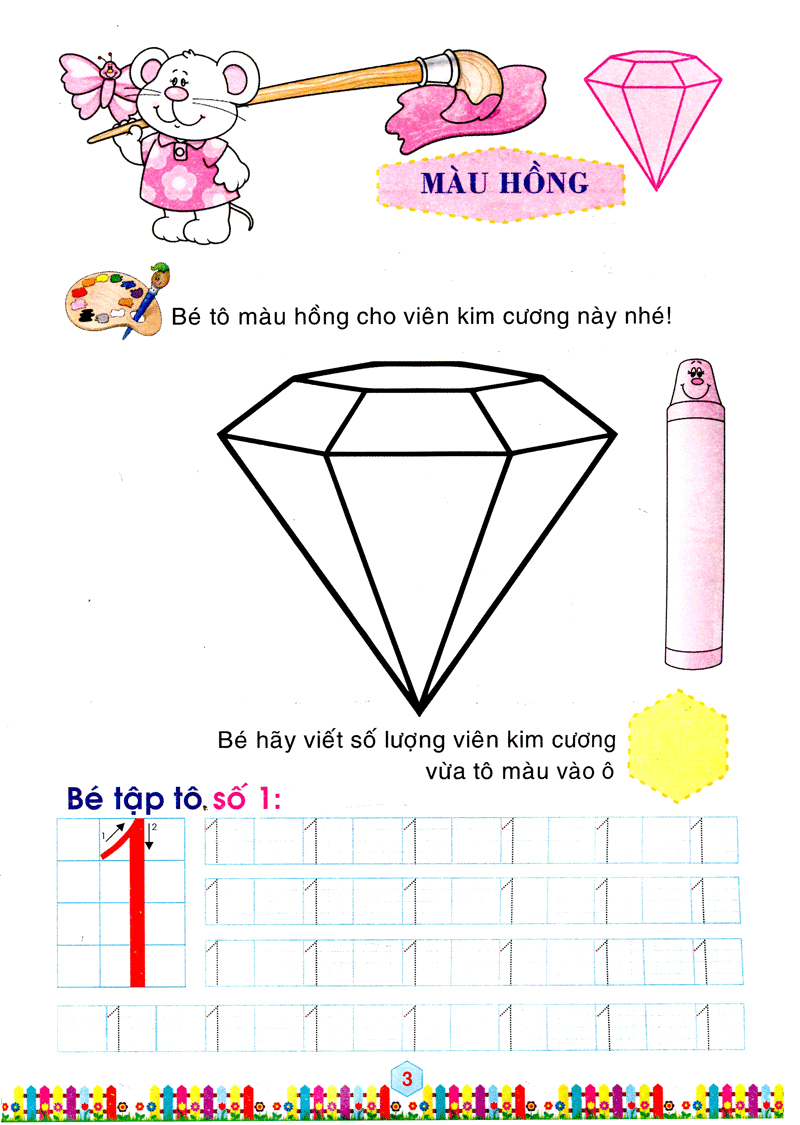 bộ bé làm quen với môn toán - bé tô số và nhận biết màu sắc: quyển 1 - Ảnh 4