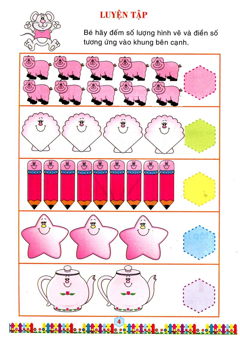 bộ bé làm quen với môn toán - bé tô số và nhận biết màu sắc: quyển 1 - Ảnh 5