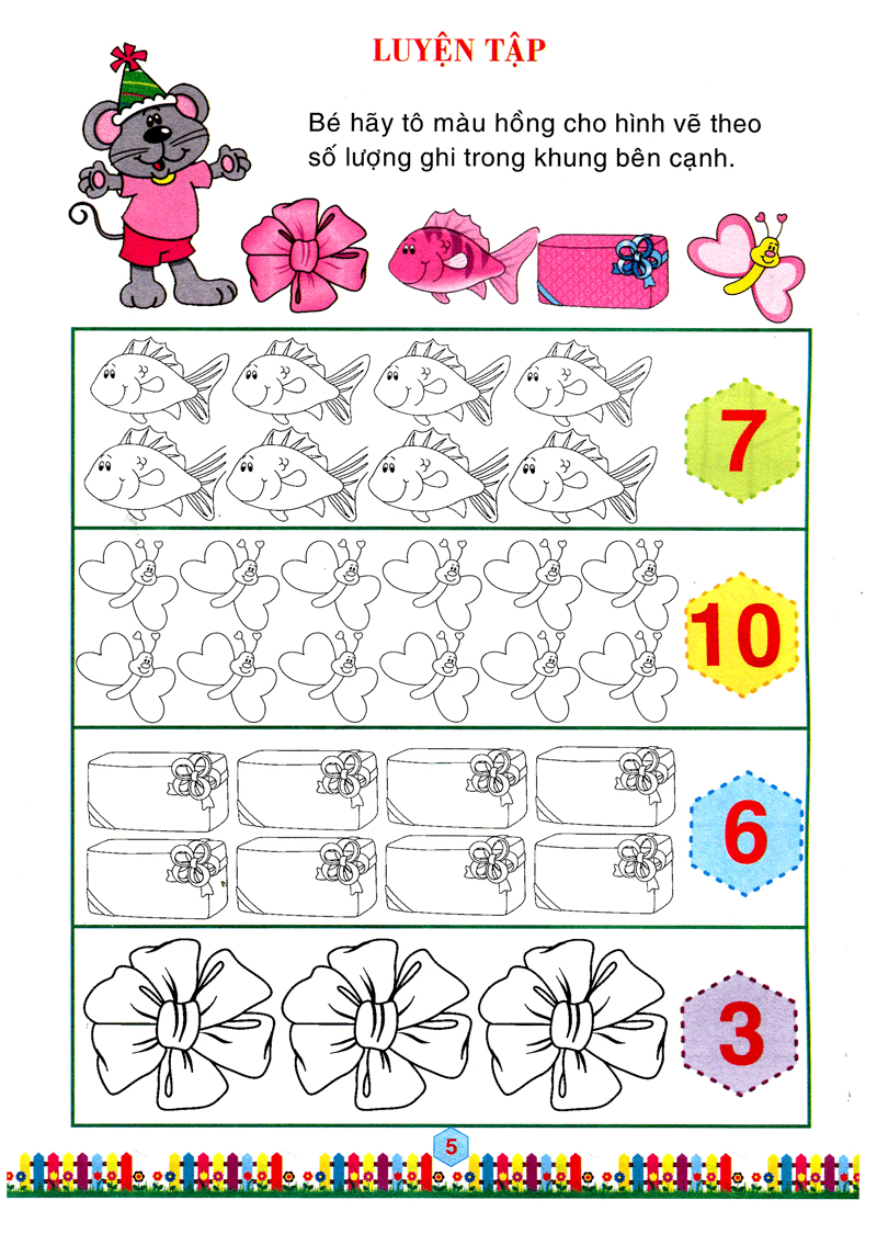 bộ bé làm quen với môn toán - bé tô số và nhận biết màu sắc: quyển 1 - Ảnh 6