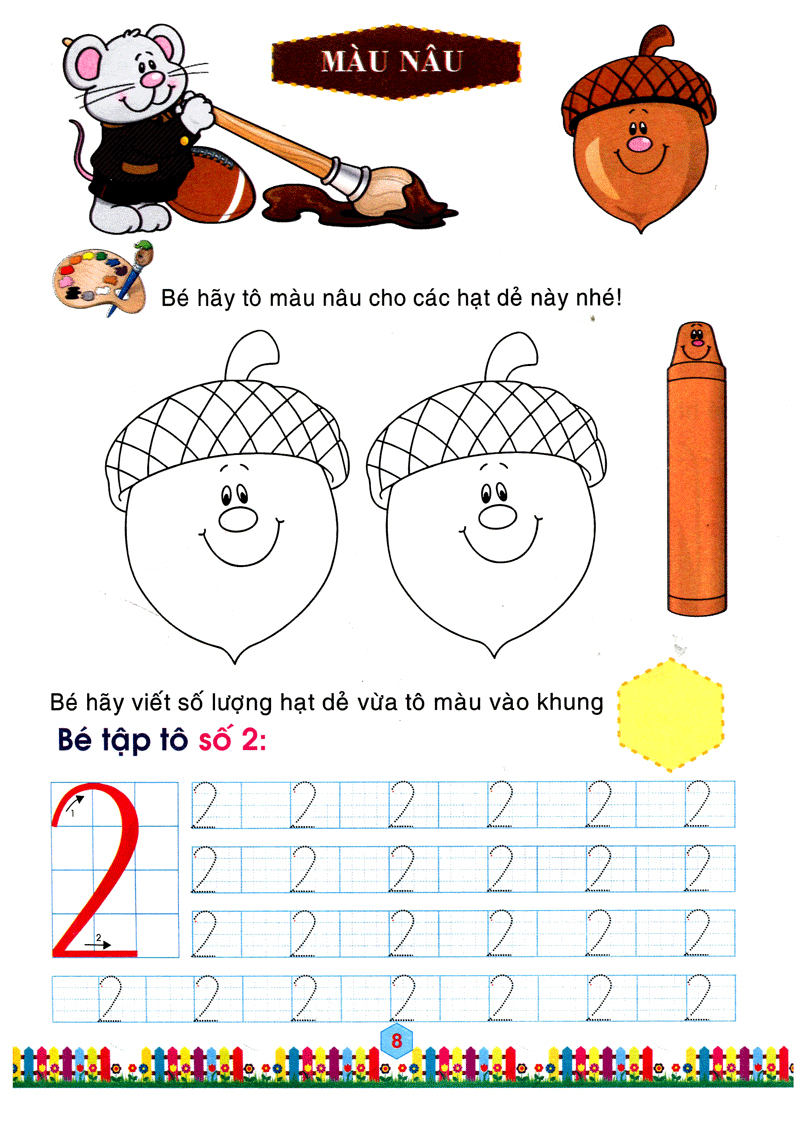 bộ bé làm quen với môn toán - bé tô số và nhận biết màu sắc: quyển 1 - Ảnh 9