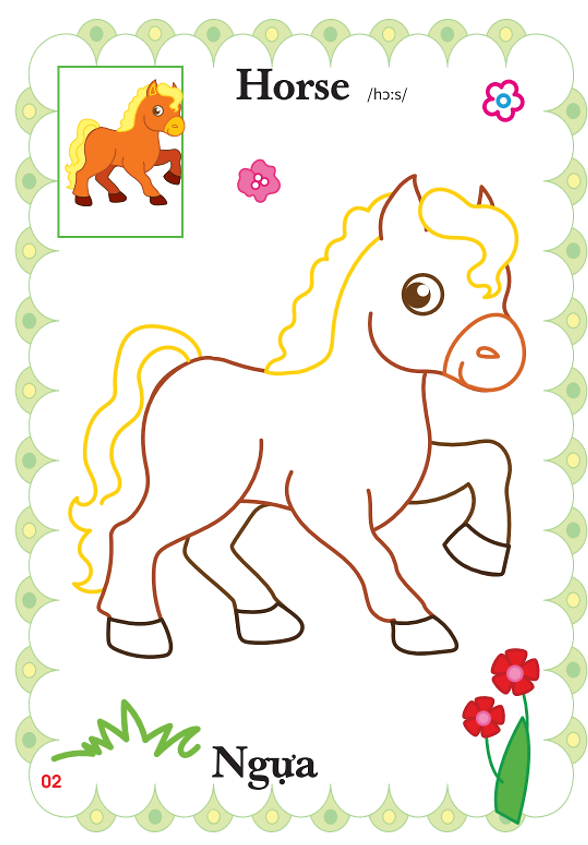 Bộ Bé Tập Tô Màu Mẫu Giáo - Động Vật Đáng Yêu - Song Ngữ Anh-Việt - Tập 2 - Ảnh 7