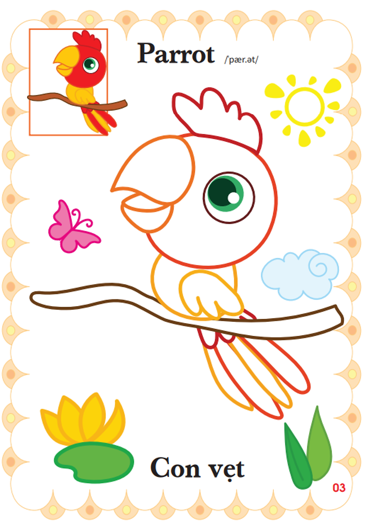 Bộ Bé Tập Tô Màu Mẫu Giáo - Động Vật Đáng Yêu - Song Ngữ Anh-Việt - Tập 2 - Ảnh 8