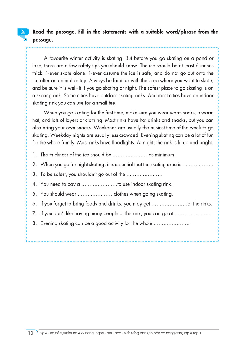 bộ big 4 - bộ đề tự kiểm tra 4 kỹ năng nghe - nói - đọc - viết (cơ bản và nâng cao) tiếng anh lớp 8 - tập 1 - Ảnh 11