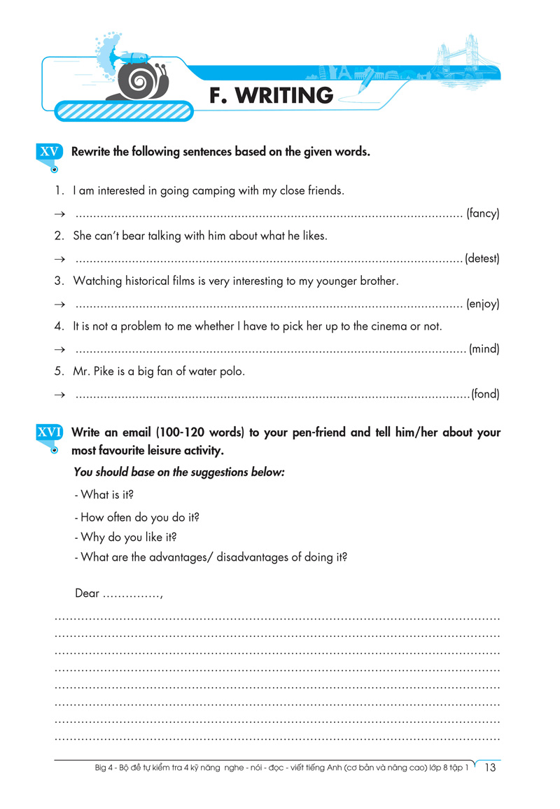 bộ big 4 - bộ đề tự kiểm tra 4 kỹ năng nghe - nói - đọc - viết (cơ bản và nâng cao) tiếng anh lớp 8 - tập 1 - Ảnh 14