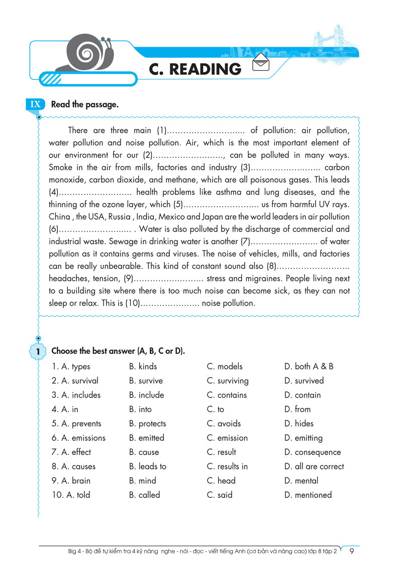 bộ big 4 - bộ đề tự kiểm tra 4 kỹ năng nghe - nói - đọc - viết (cơ bản và nâng cao) tiếng anh lớp 8 - tập 2 - Ảnh 9