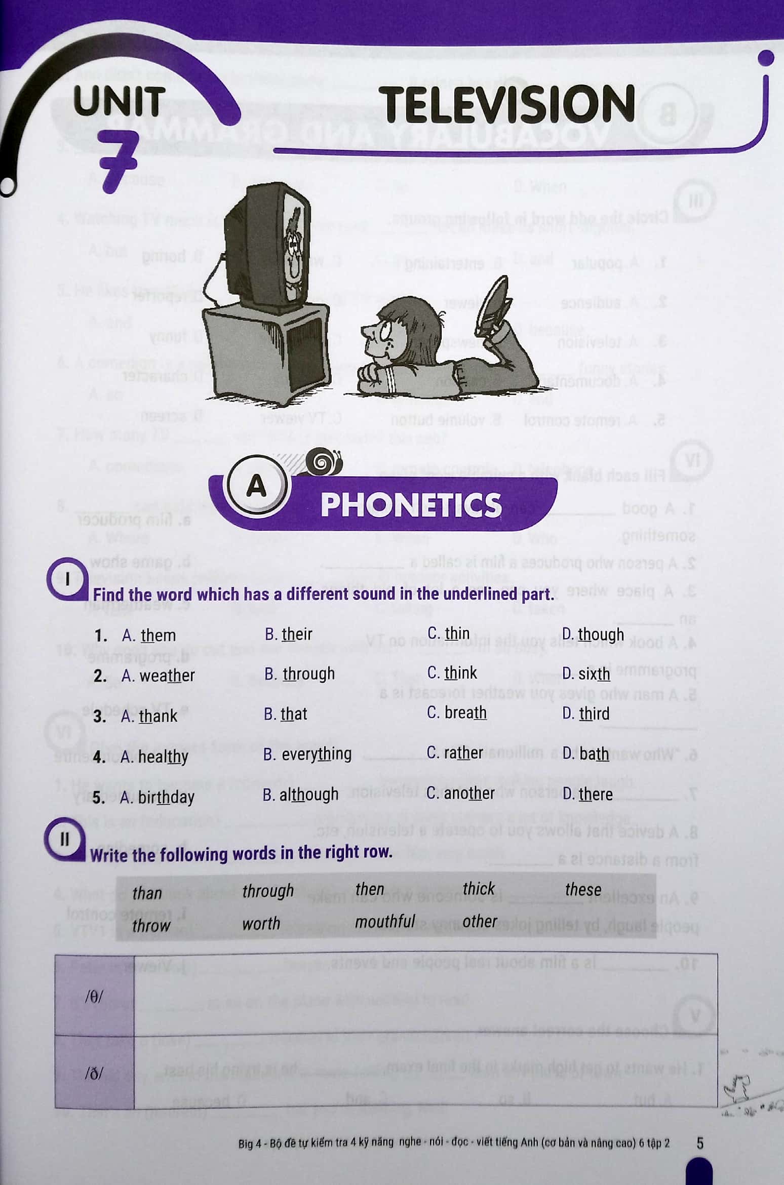 bộ big 4 - bộ đề tự kiểm tra 4 kỹ năng nghe - nói - đọc - viết tiếng anh 6 - tập 2 (cơ bản và nâng cao) - Ảnh 5