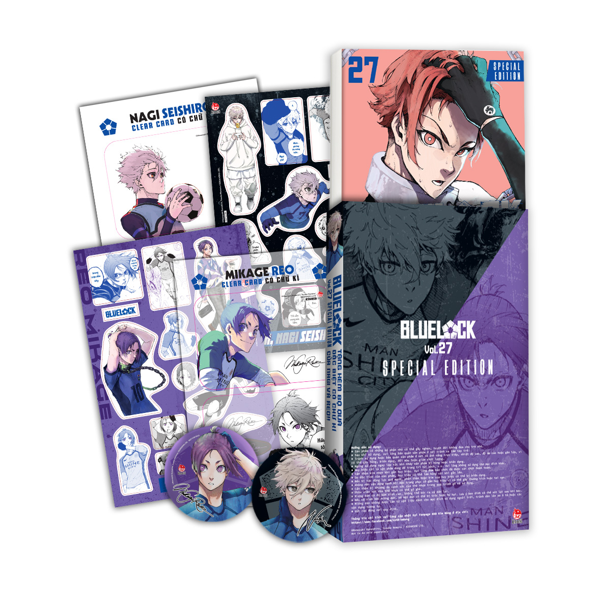 Bộ BlueLock - Tập 27 - Bản Đặc Biệt - Tặng Kèm Bộ 3 Quà Tặng Có Chữ Kí Của Nagi Và Reo (Clear Card + Bảng Sticker + Huy Hiệu) - Ảnh 2