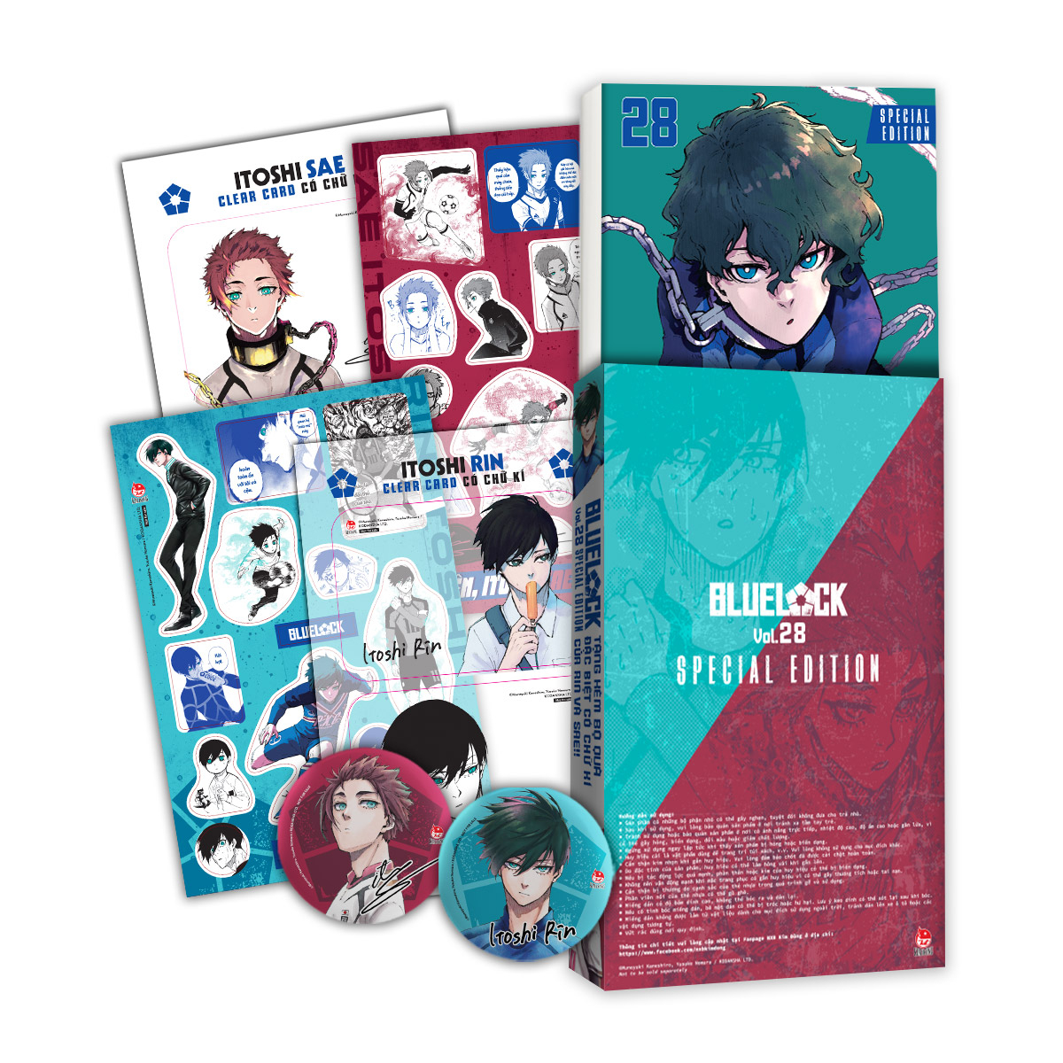 Bộ BlueLock - Tập 28 - Bản Đặc Biệt - Tặng Kèm Hộp Quà 6 Món Với Chữ Kí Nhân Vật (Set Huy Hiệu + Set Sticker + Set Clear Card) - Ảnh 2