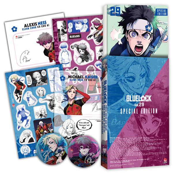 Bộ BlueLock - Tập 29 - Bản Đặc Biệt - Tặng Kèm Hộp Quà 6 Món Với Chữ Kí Nhân Vật (Set Huy Hiệu + Set Sticker + Set Clear Card)