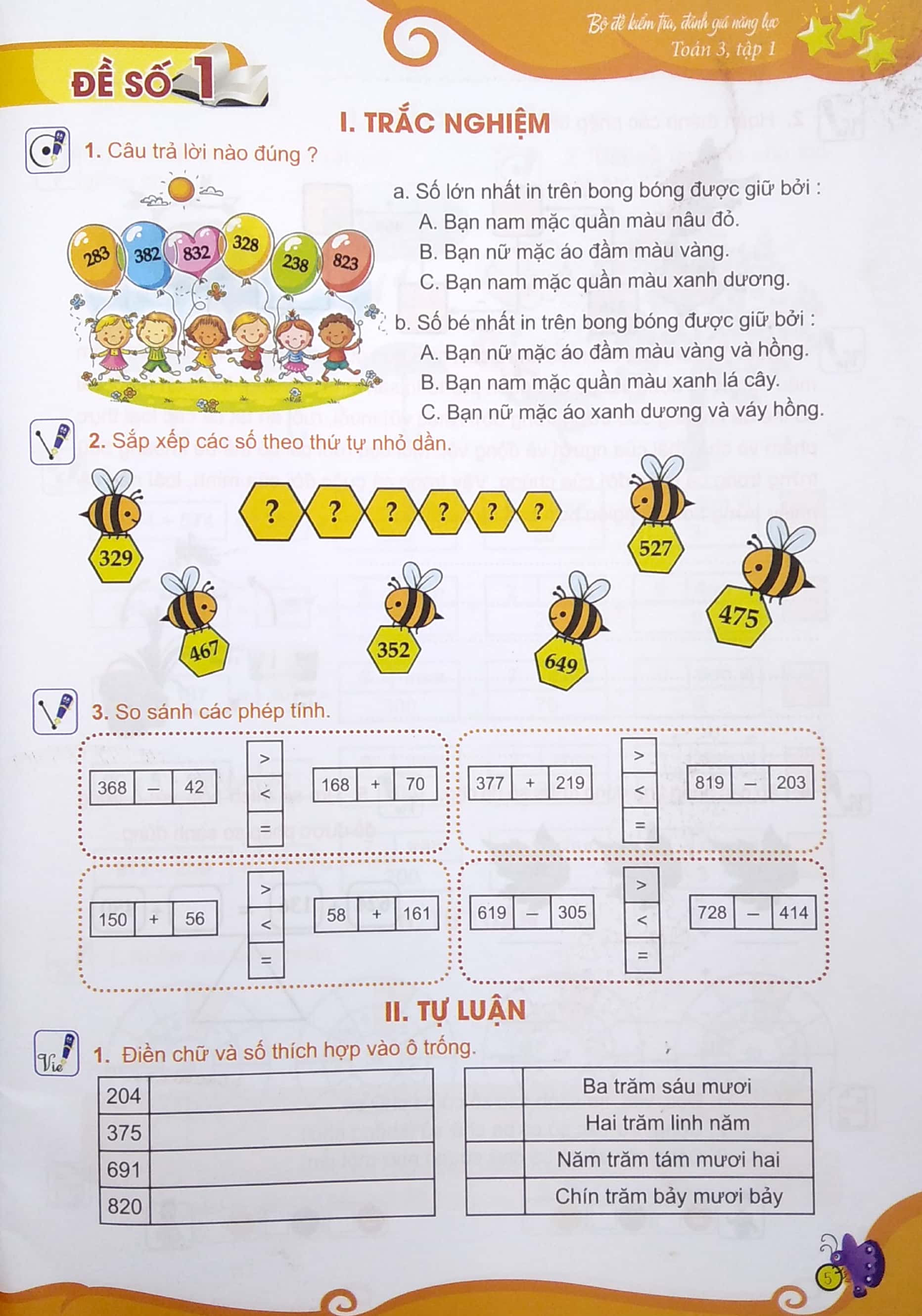 bộ bộ đề kiểm tra, đánh giá năng lực toán 3 - tập 1 (tái bản 2020) - Ảnh 4