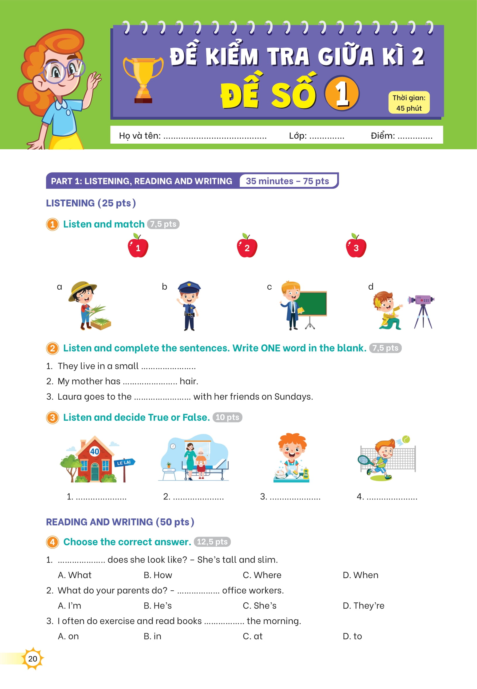 Bộ Bộ Đề Kiểm Tra Định Kỳ Tiếng Anh Lớp 4 - Tập 2 - Ảnh 15
