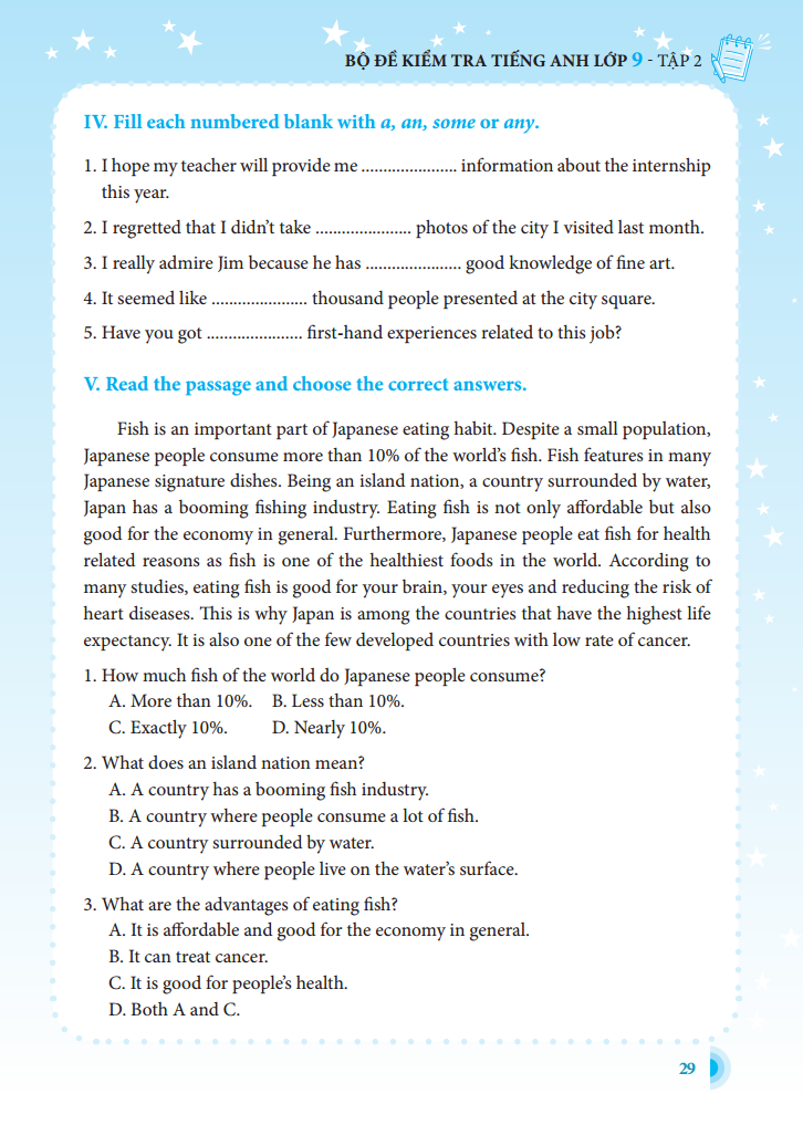 bộ bộ đề kiểm tra tiếng anh lớp 9 - tập 2 - có đáp án (tái bản lần 1) - Ảnh 10