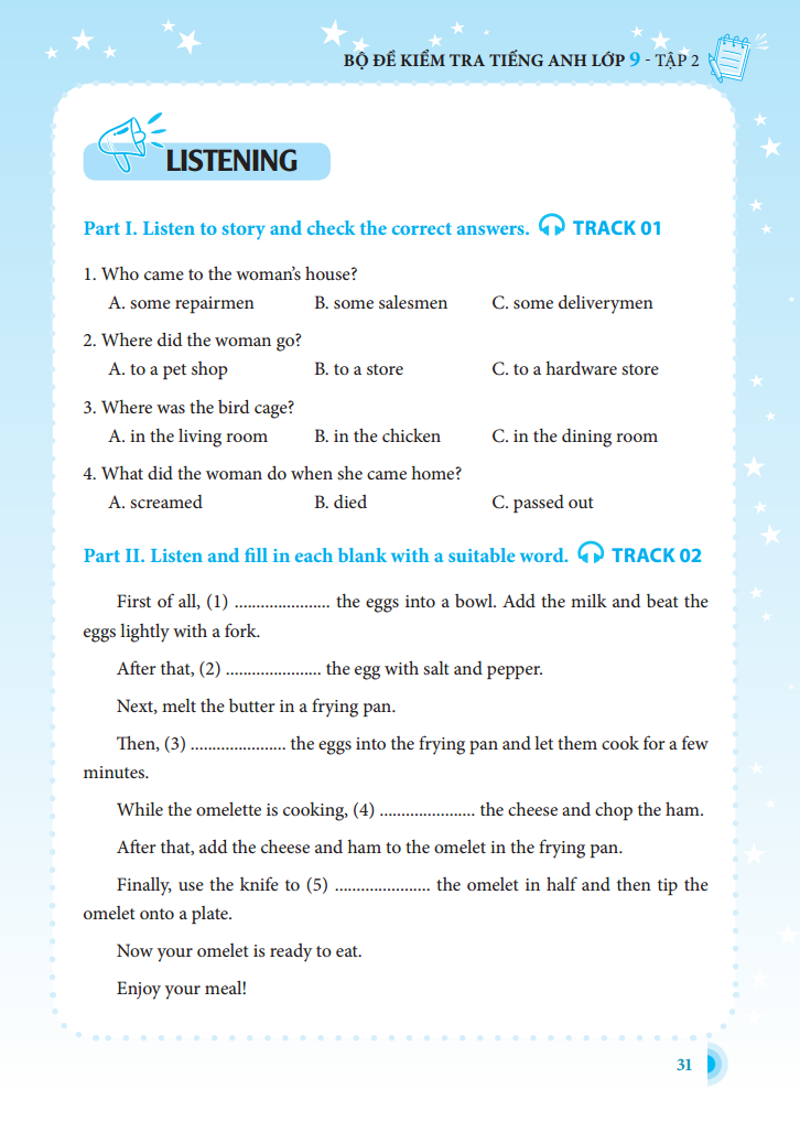 bộ bộ đề kiểm tra tiếng anh lớp 9 - tập 2 - có đáp án (tái bản lần 1) - Ảnh 12