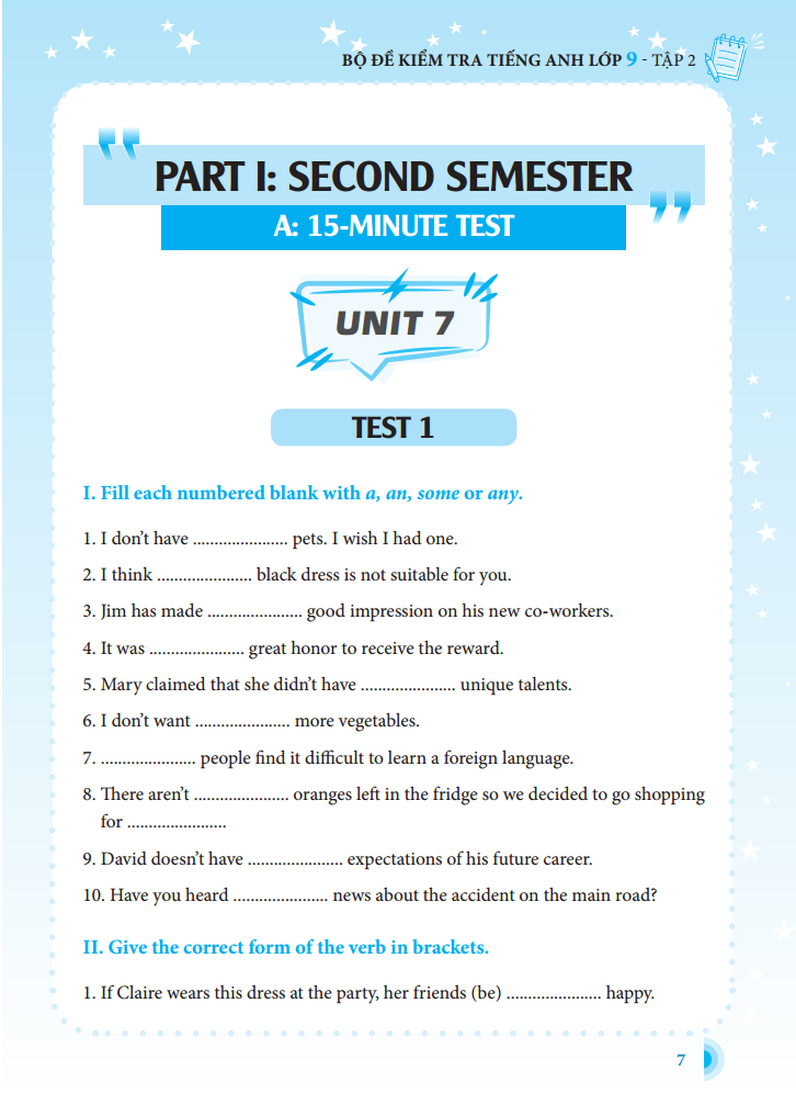 bộ bộ đề kiểm tra tiếng anh lớp 9 - tập 2 - có đáp án (tái bản lần 1) - Ảnh 5