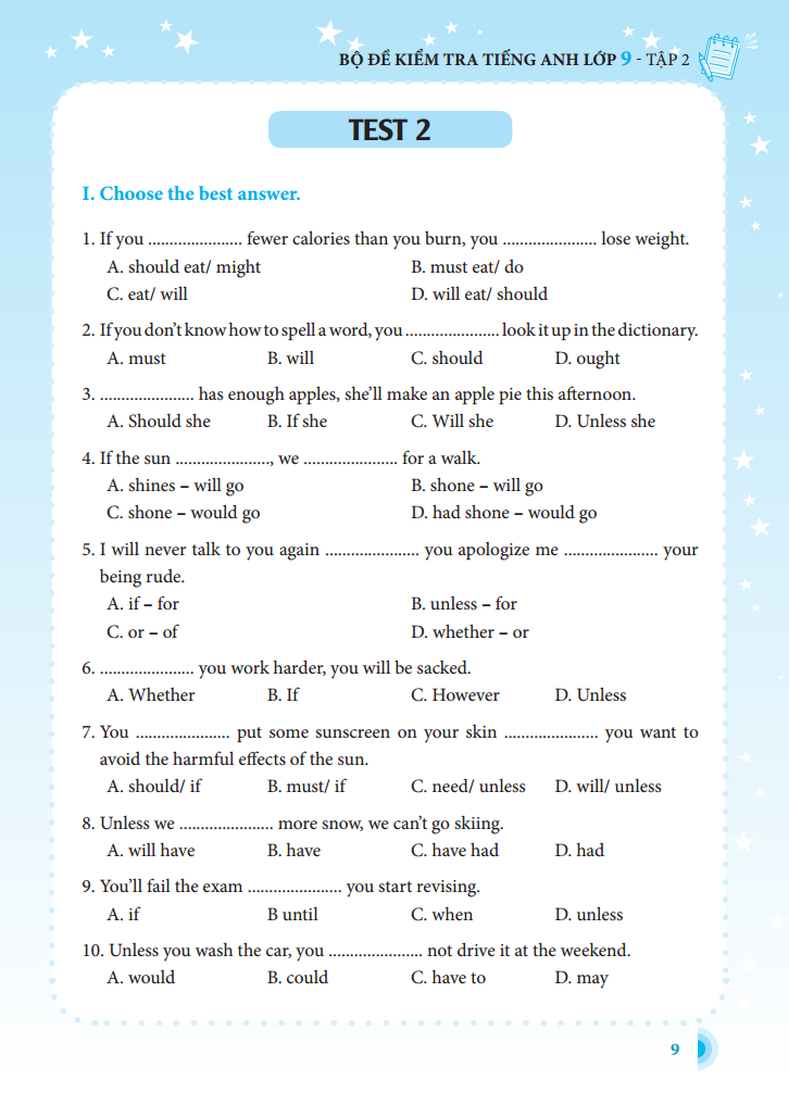 bộ bộ đề kiểm tra tiếng anh lớp 9 - tập 2 - có đáp án (tái bản lần 1) - Ảnh 7