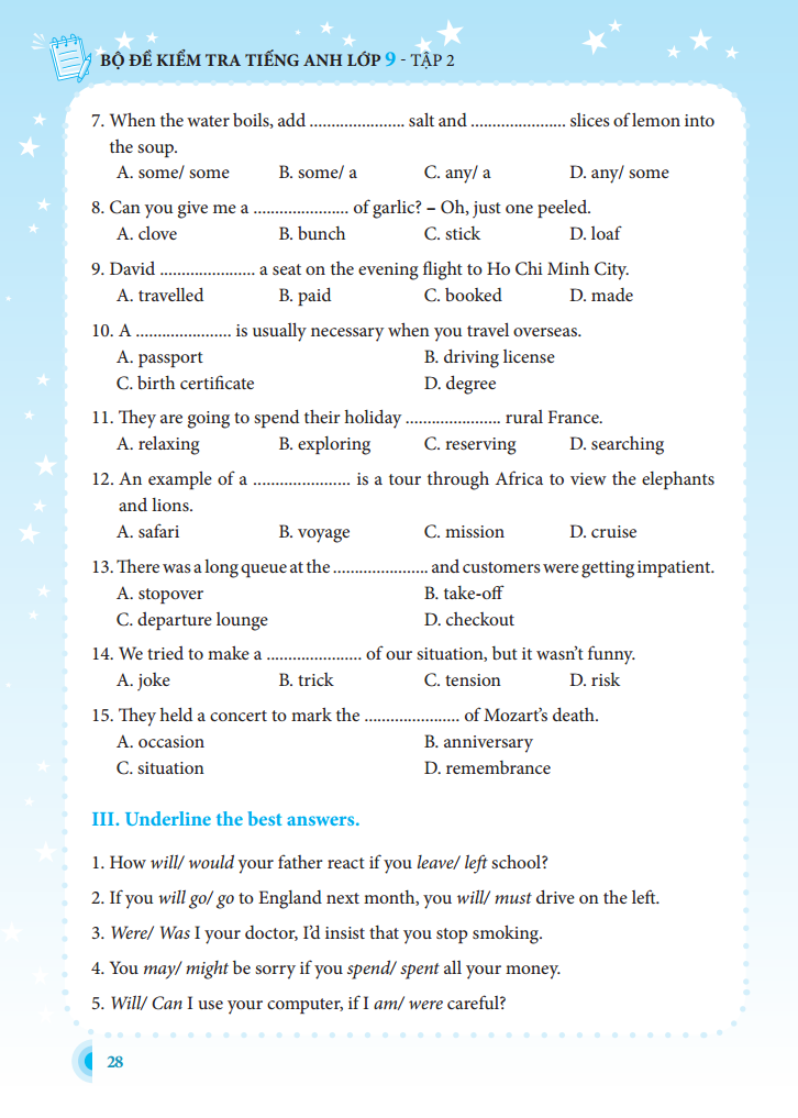 bộ bộ đề kiểm tra tiếng anh lớp 9 - tập 2 - có đáp án (tái bản lần 1) - Ảnh 9